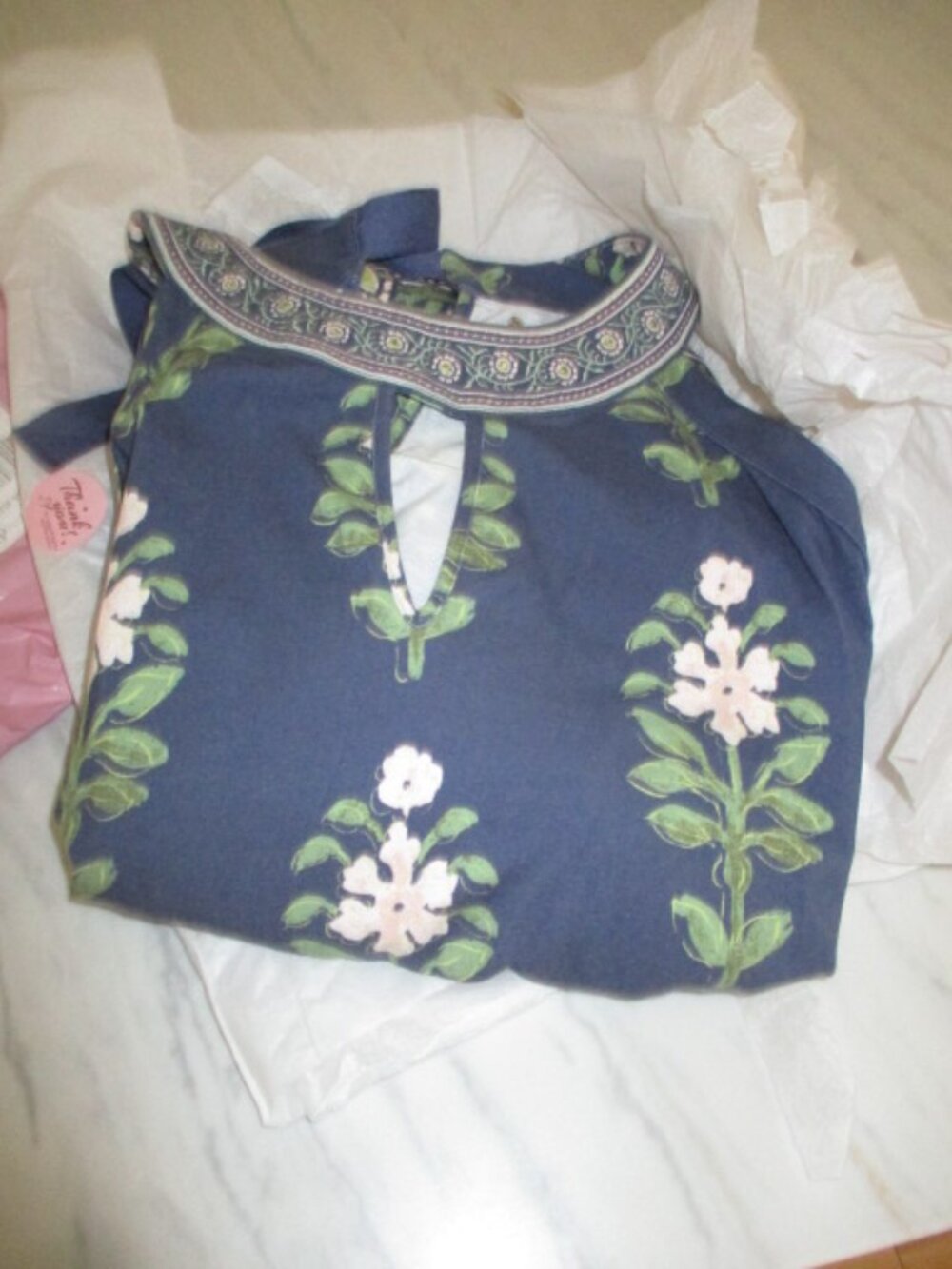 Spartina 449 Navy Floral Maxi Dress Womens Large NWT - Picture 5 of 14